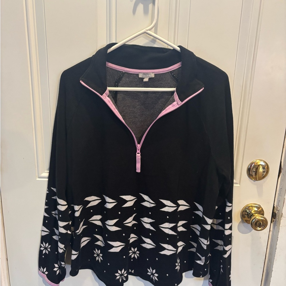 Talbots Black Pullover with Pink Trim